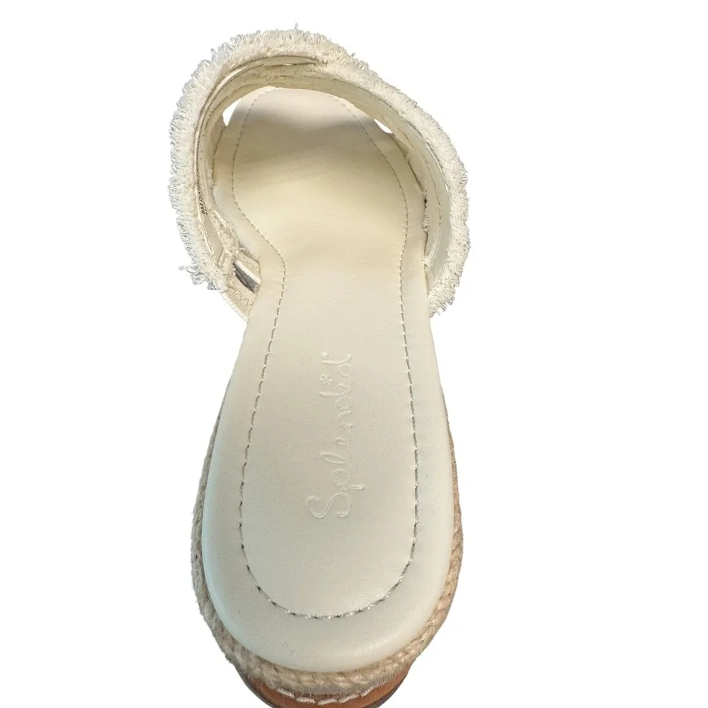Splendid Danna Cream Frayed Espadrille Wedge Sandals SD5DNA21 Womens 8M